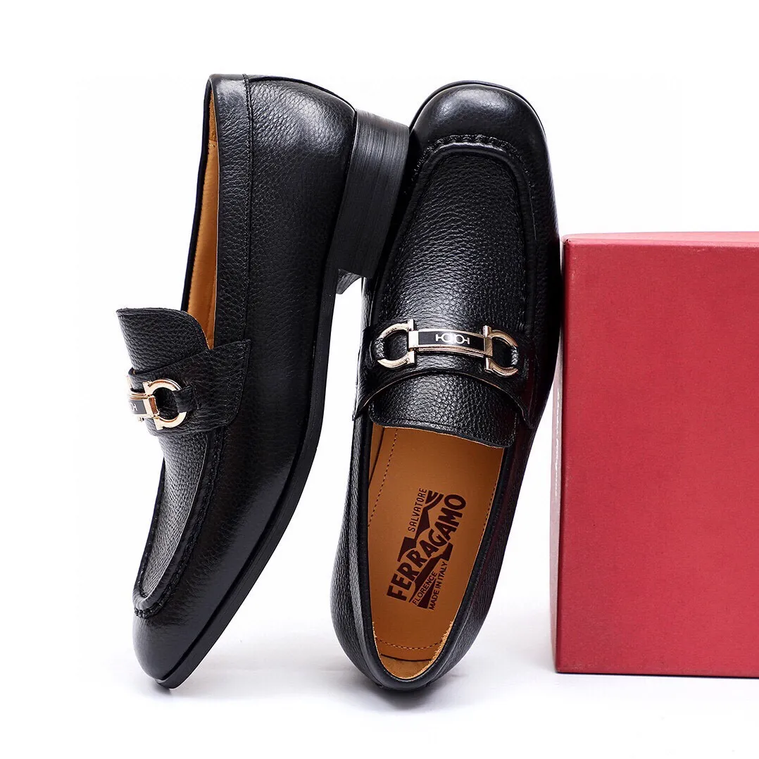 Men's Men's Shoes 💰540 💐[Ferragamo/Ferragamo] New 🐲Ferragamo* Ferragamo classic formal leather shoes! It uses imported first-layer pebbled cowhide leather upper + luxurious hardware buckle, and the inner first-layer comfortable cowhide leather lining! Original wear-resistant rubber outsole! Code number 38-44 (45🉑️customized)